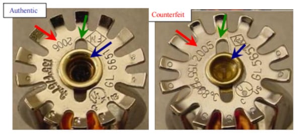 FM advisory on the deflector of counterfeit fire sprinklers