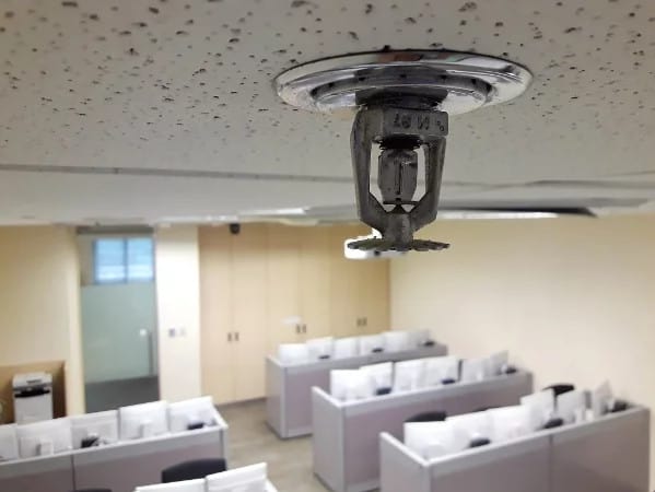 A fire sprinkler in an office