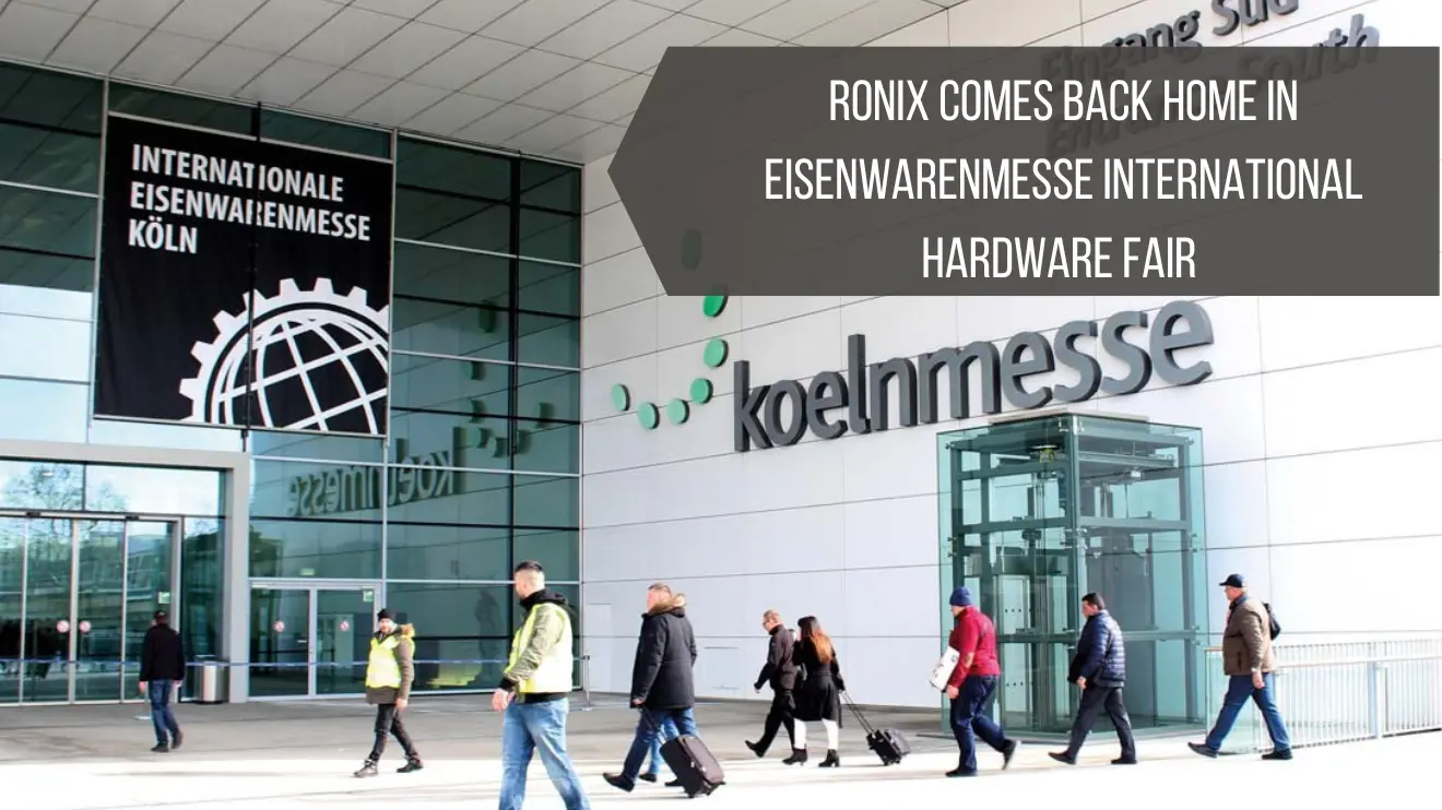 People attending to Eisenwarenmesse tools exhibition in Cologne, Germany