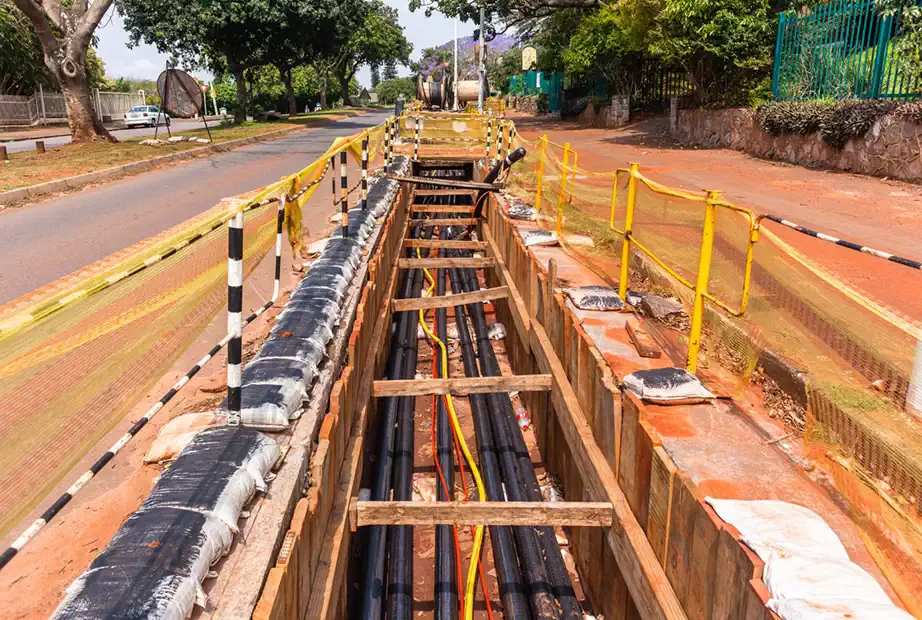 a photo of underground wires and cables under maintenance