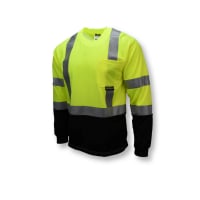 Radians ST21B-3PGS Long Sleeve Black Bottom Shirt Class 3 Green with Moisture Wicking Mesh