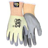 MCR Safety 9693PU Work Glove Cut A2 Gray Polyurethane Coated Palm Gauge 15