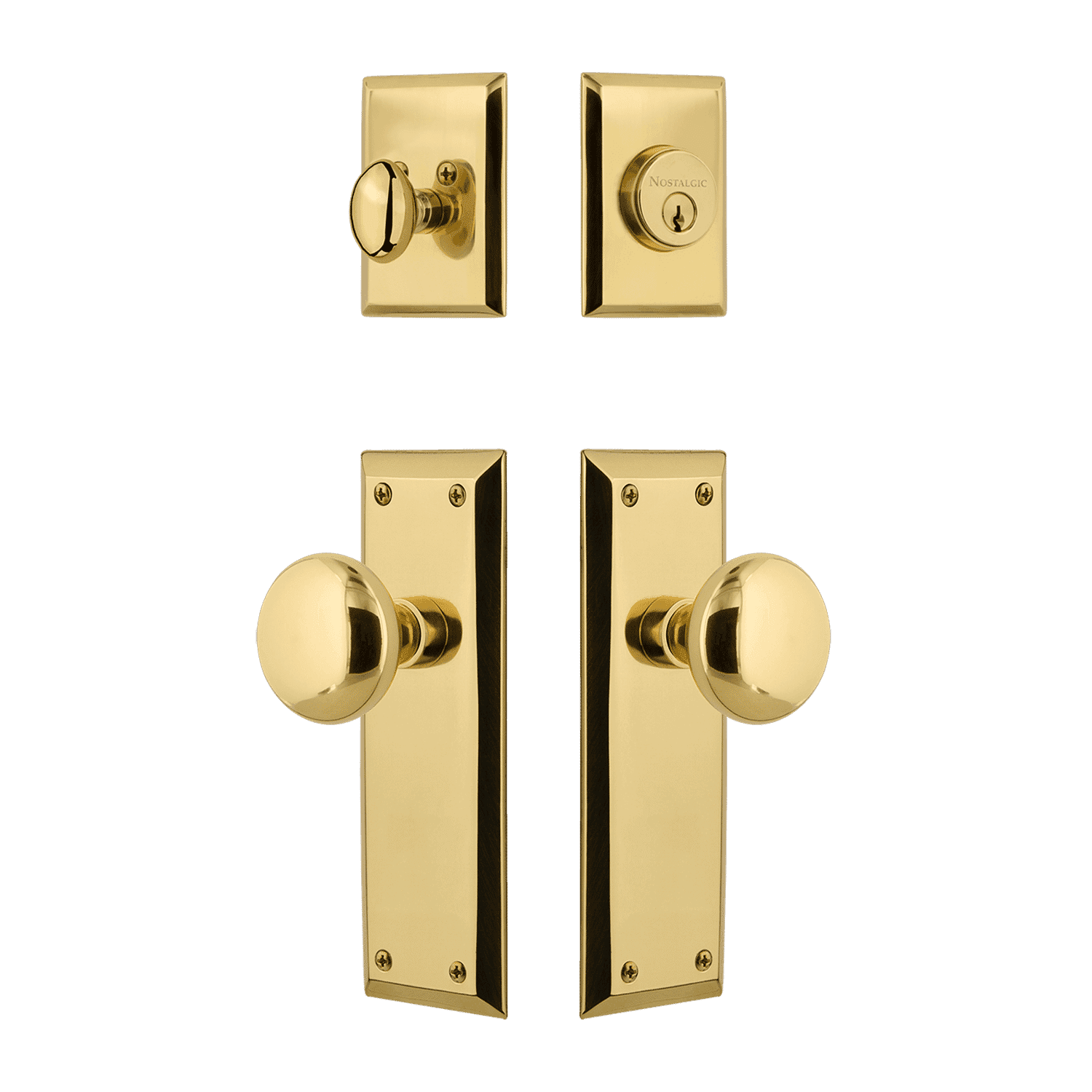 New York entry set in Polished Brass